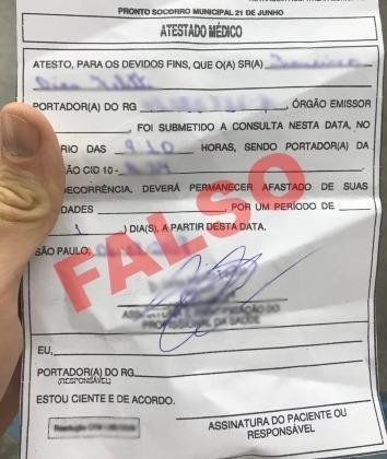 As investigações apuraram que os bandidos falsificavam atestados médicos usando logomarcas de hospitais particulares e t